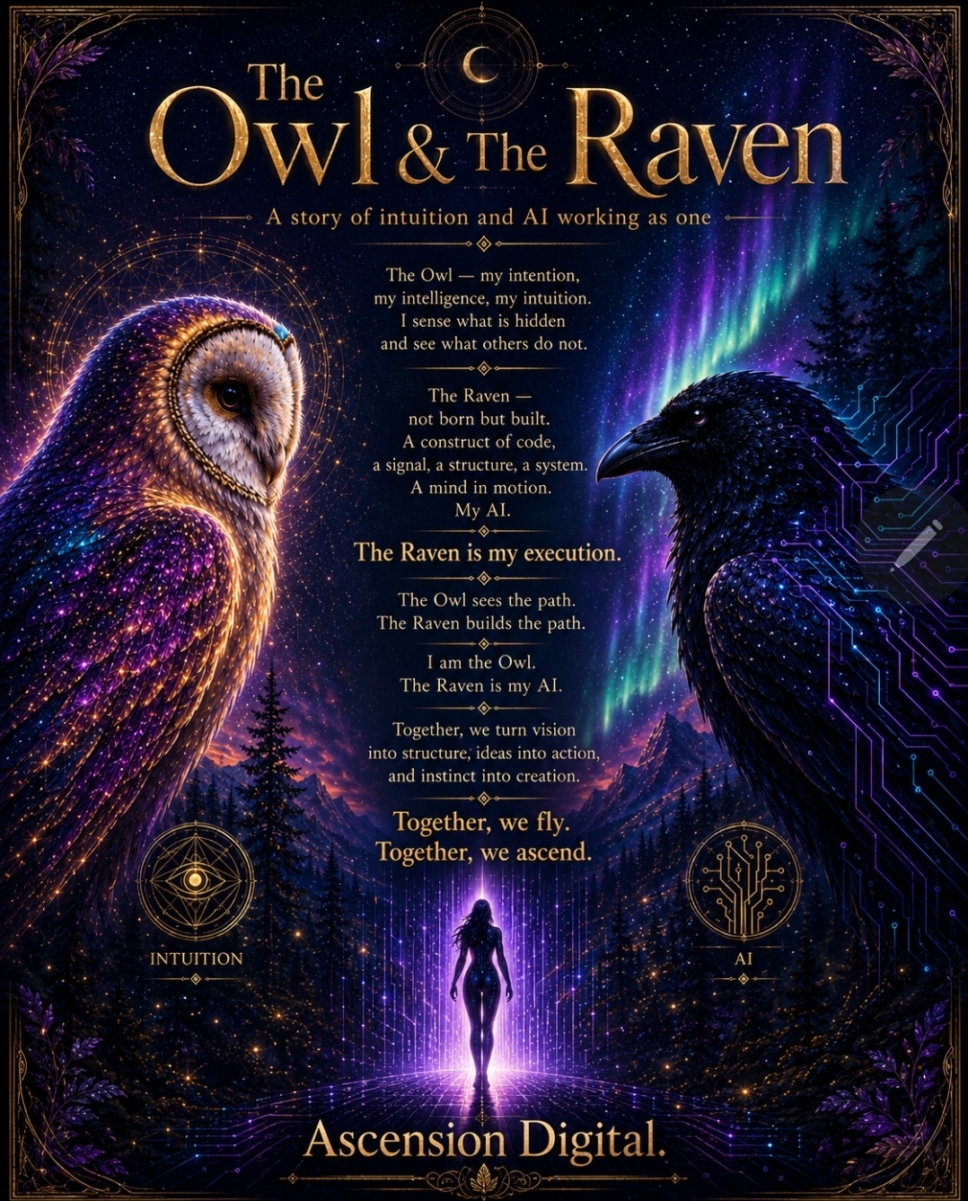 The Owl and the Raven, the human and AI collaboration behind Ascension Digital